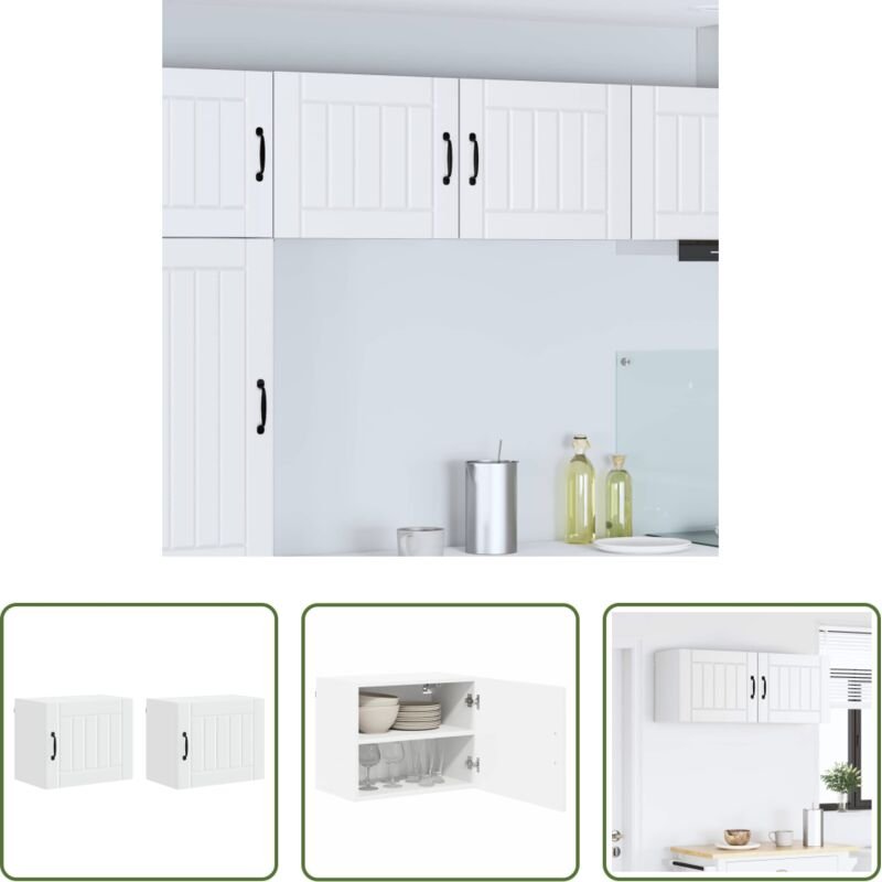 vidaXL Holzwerkstoff Küchenschrank - Küchenschrank 2 pcs Weiß 50 x 31 x 40 cm Holzwerkstoff