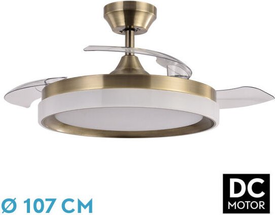 Ventilator dc zenit leather 72w 3 blades folding 107d 7200lm 6vel 3000k,4500k,6000k, remote+timer+memory