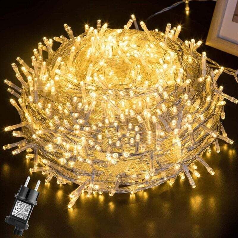 LED-Lichterkette, Lichterkette mit Stecker und 8 Modi, wasserdicht für den Innen- und Außenbereich, Weihnachtsbaum, Hoch...