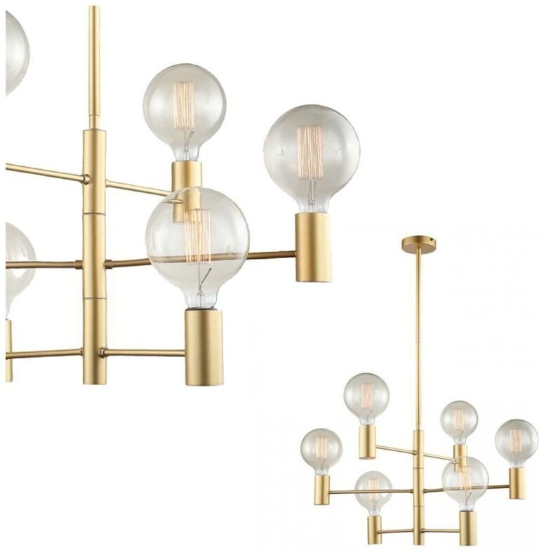 Veva - Moderner hängender Anhänger festes goldenes Matt 6 Licht, E27 - Italux