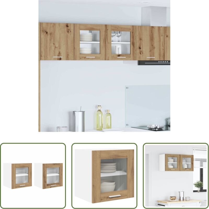 Holzschrank - Hängeschrank mit Tür Riga 2 pcs Artisan-Eiche 40 x 31 x 40 cm