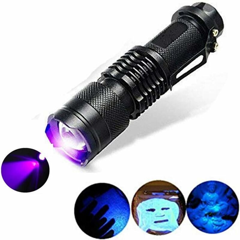 Lampe torche UV, mode 300LM zoomable 395 nm en mode ultraviolet à 395nm pour la détection de taches de chien, vérificati...