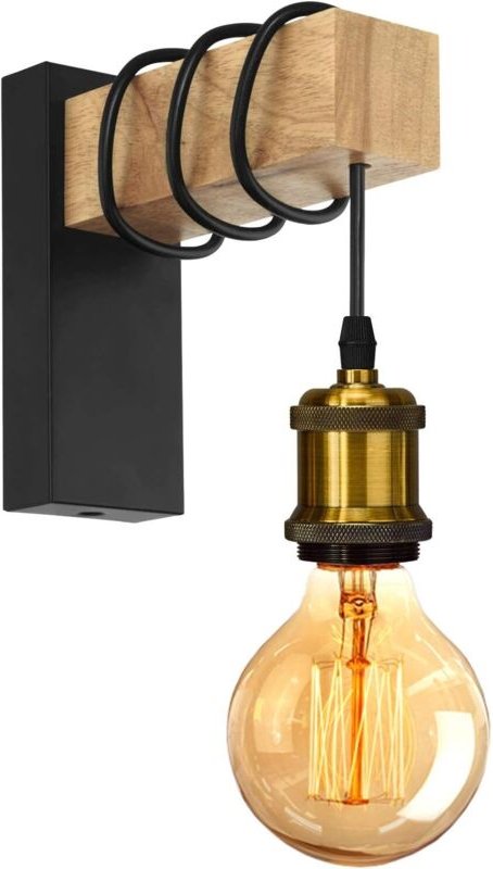 Wandlampe E27 Holz Metall Wandleuchten für Treppenhaus Flur Cafe Bar Restaurant Wohnzimmer - Ohne Leuchtmittel