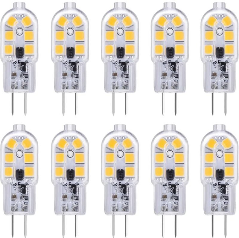 G4 LED-Lampe, 10er-Pack, G4-LED-Lampen, 12 V, 2 W, Kaltweiß 6000 K, 12 LEDs, Ersatz für 10–20 W G4-Halogenlampe, 200 lm,...