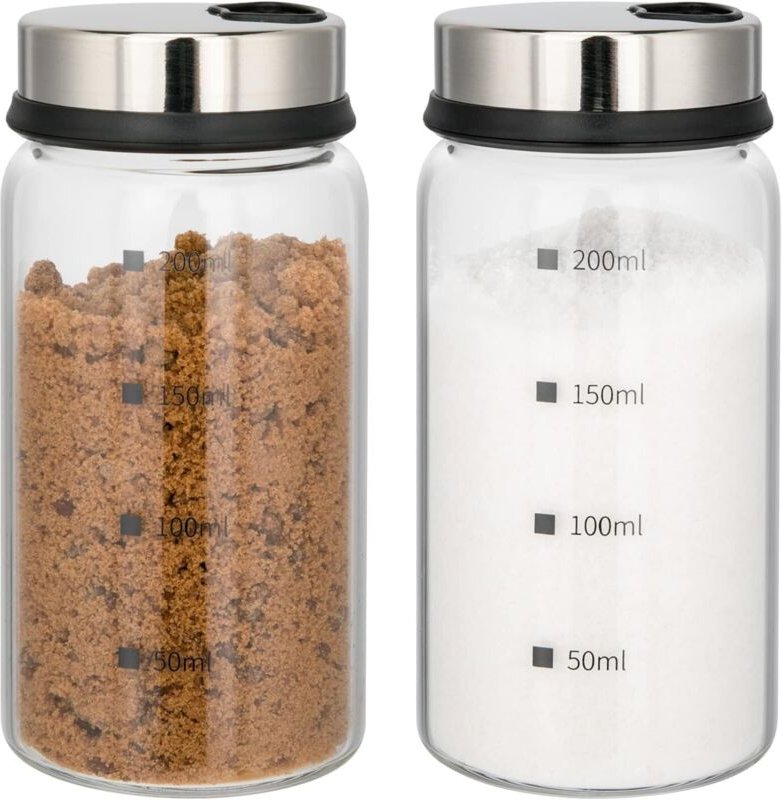 Sollbry - Stück Gewürzdosen, Borosilikatglas-Gewürzdosen, 200 ml Vorratsdose mit drehbarem Deckel für Gewürze oder Salze...