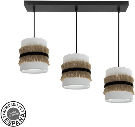 Fabrilamp - akunadecor Lineare Lampe Modell Angola Schwarz Mit 3 Pendelleuchten Schirm