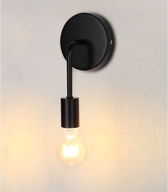 Vintage Wandleuchte Innen, Schwarz Wandlampe E27 - ohne Leuchtmittel für Küche Wohnzimmer Cafét Schlafzimmer Esszimmer