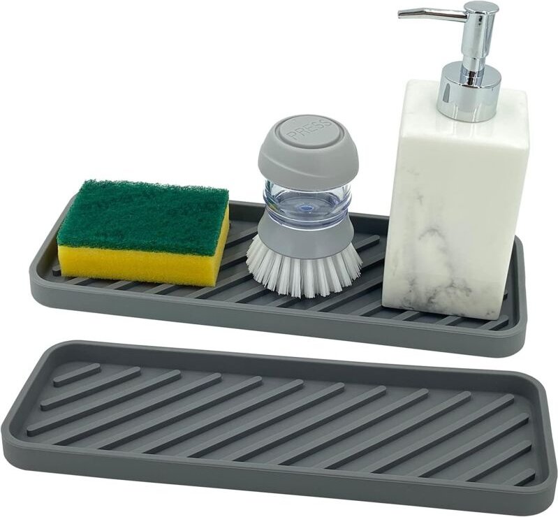 Thumbnail - Silikon-Spülbecken-Organizer, Schwammhalter, Küchen- und Badezimmer-Organizer für Schwämme, Bürsten, Seife, Silikon-Abtr...