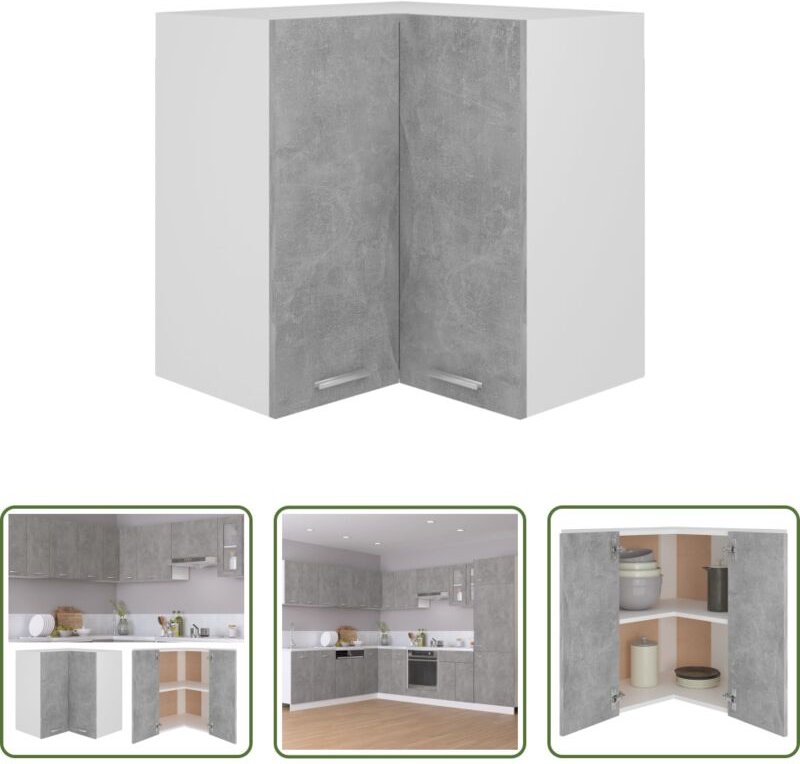 vidaXL Stauraum - Eckhängeschrank Lyon Betongrau 57x57x60 cm Holzwerkstoff