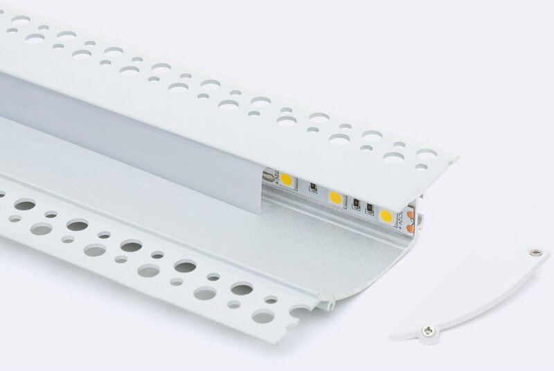 Ledkia - Aluminiumprofil Einbau in Gips/Pladur 2m für led Streifen bis 12mm Weiß 2 m Weiß transluzent