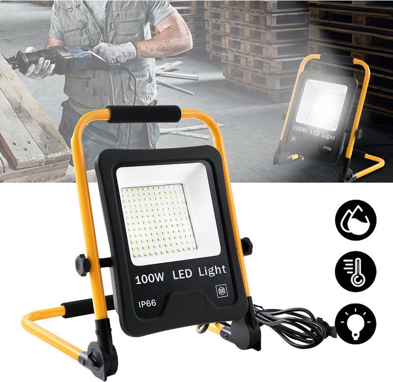 AUFUN LED Strahler Tragbar mit Stecker, LED Baustrahler mit 3m Netzkabel, Baulampe, Klappbügel Flutlicht, Baustelle, Wer...