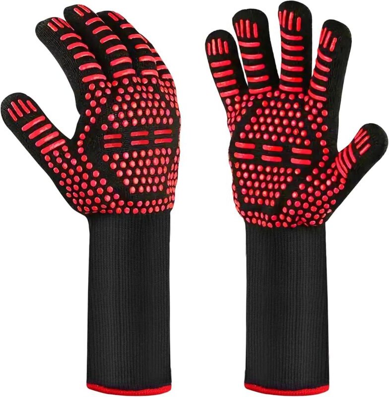 CCYKXA Hitzebeständige Grillhandschuhe, Ofenhandschuhe, feuerfeste Handschuhe, Kochhandschuhe – Grill- und Ofenhandschuh...