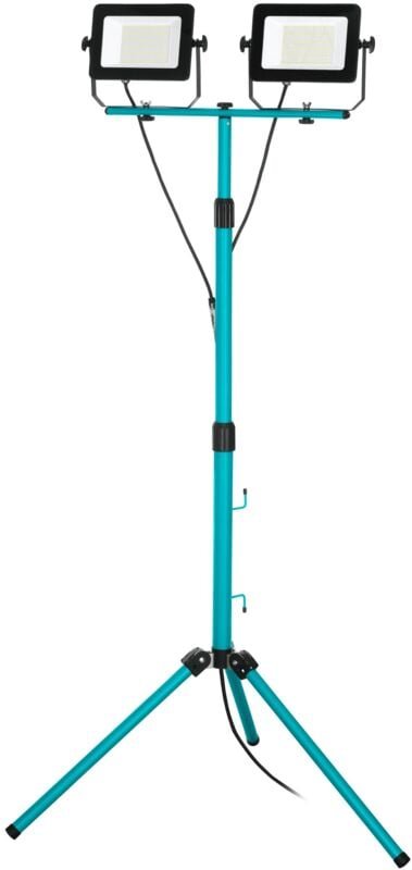 Baustrahler led mit Stativ, Arbeitsleuchte höhenverstellbar aus Aluminium und Kunststoff, Arbeitsscheinwerfer 2-fach in ...