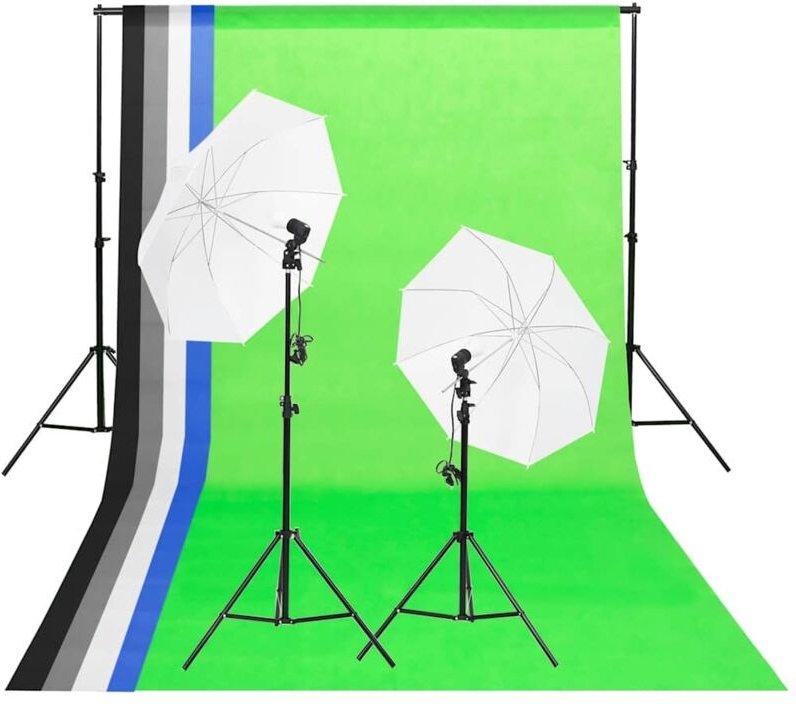 Fotostudio-Beleuchtung Set mit Hintergründen & Schirmen vidaXL