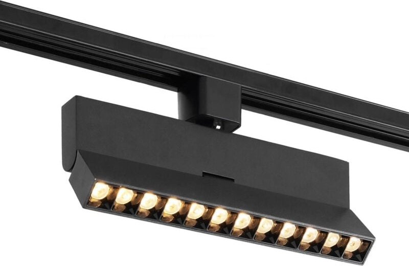 3-Phasenstromschiene Linear LED-Strahler 12W Dimmbar cct Wählbar Elegant Optic Schwarz (3000K - 4000K - 5000K) Wählbar
