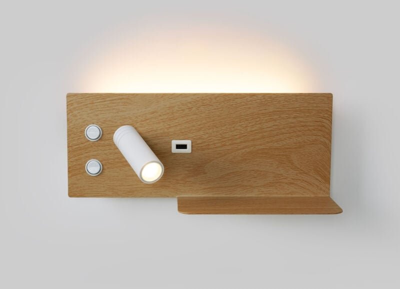 LED Wandleuchte TURIN mit USB, Doppelfunktion, Holz