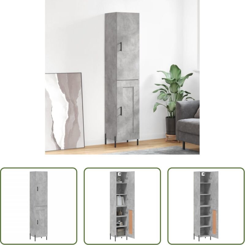 Holzwerkstoff - Highboard Betongrau 34,5x34x180 cm Holzwerkstoff