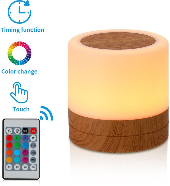 Nachtlicht, tragbare Touch-Lampe, Nachttischlampe, wiederaufladbar, dimmbar, augenschonend, mit Farbwechsel (RGB) für Ba...