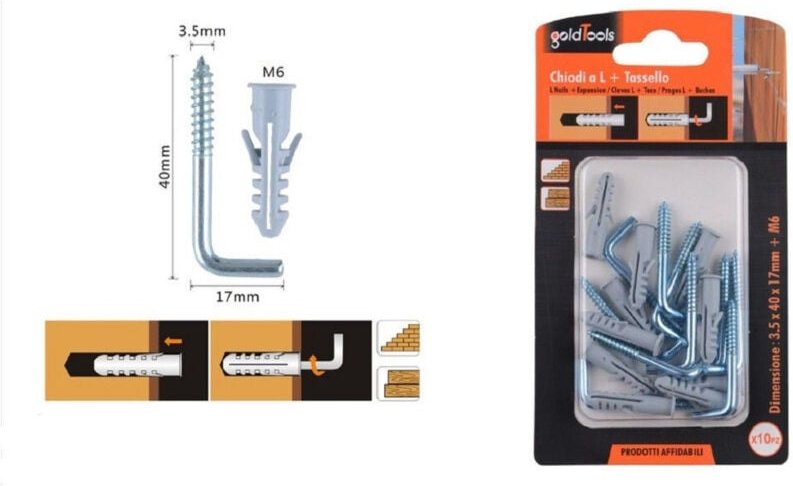 Trade Shop Traesio - Trade Shop - set 10 closs bis l 3.5X40X17MM + tassellen mit elekten tassello M6 90799 -