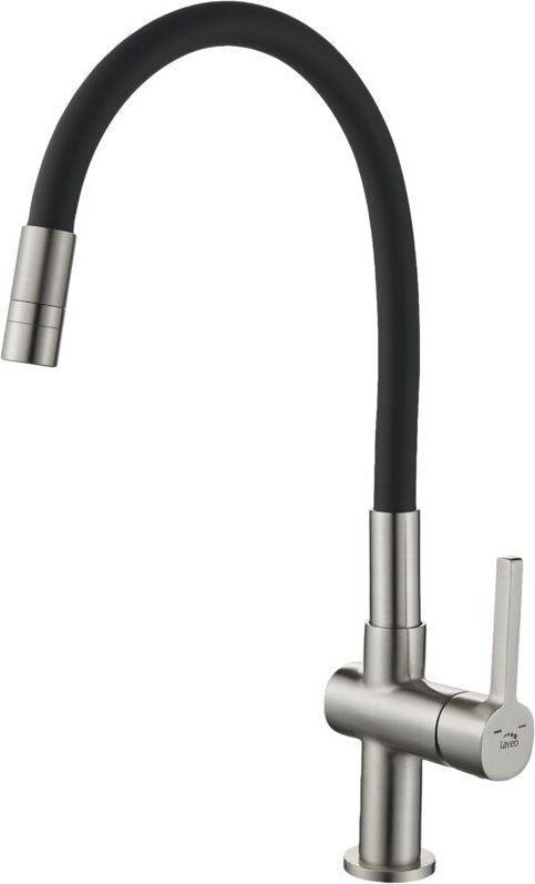 ALITA Laveo Standarmatur für Waschbecken in Schwarz und Silber mit flexiblem Auslauf