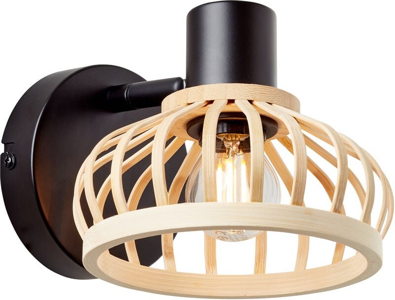 Brilliant - Norah Wandspot holz hell/schwarz, Metall/Bambus, 1x D45, E14, 28 w