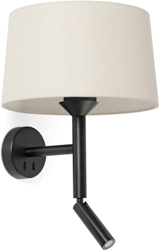 Faro Windsor Lesewandleuchte Mattschwarz, Leinen 1x E27