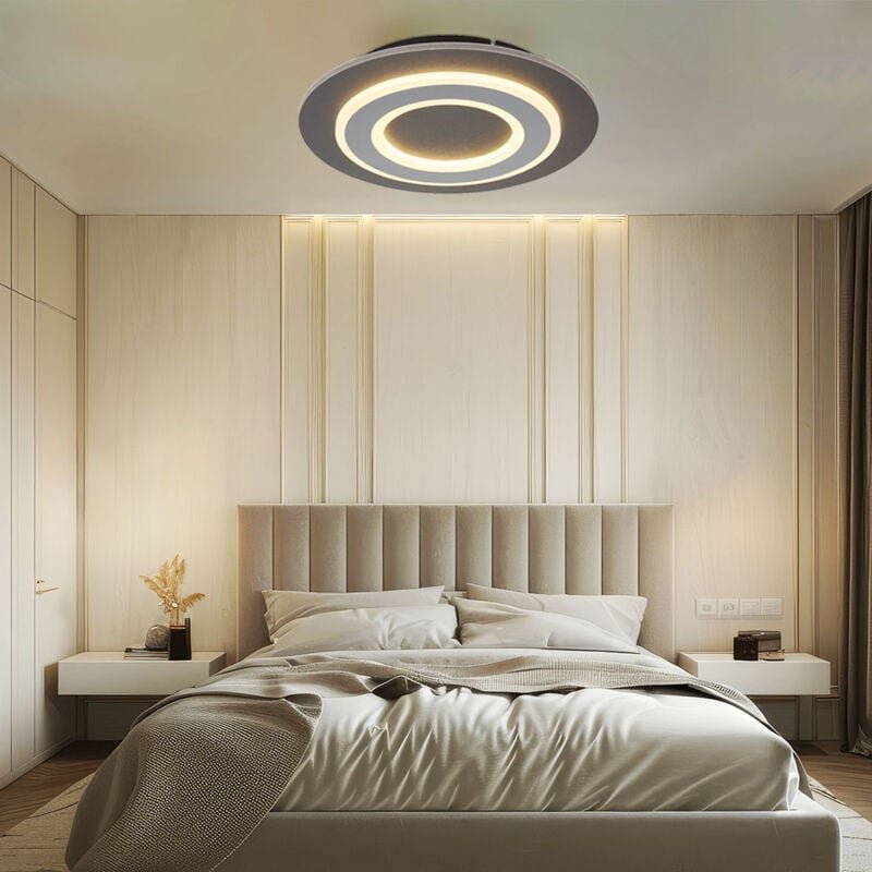 Deckenlampe Deckenleuchte Wohnzimmerlampe Schlafzimmerlampe Esszimmerleuchte, Metall Acryl anthrazit grau, led 24W 710Lm...