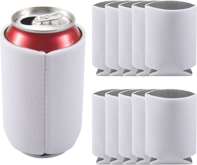 10 Stücke Sets Neopren Bierdosenkühler Getränkebecher Flaschenhülle Isolator Wrap Cover Neu Weiß
