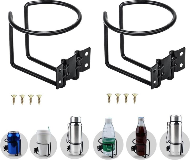 Set mit 2 universellen Edelstahl-Becherhaltern – für Auto, Boot, Waschsalon, Traktor, Bar, Büro (schwarz)