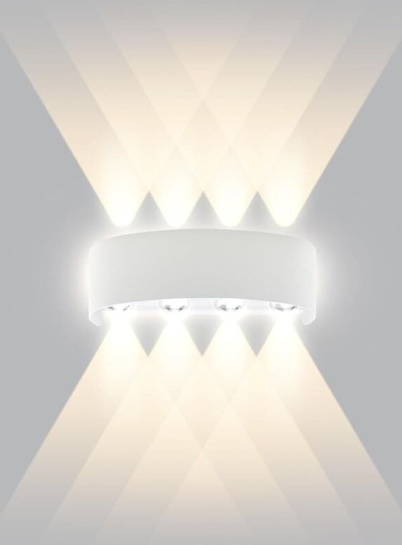 8W LED Wandleuchte Innen/Außen, Modern, Warmweiß 3000K, LED Beleuchtung für Bad, Garten, Schlafzimmer, Flur, Treppe, IP6...