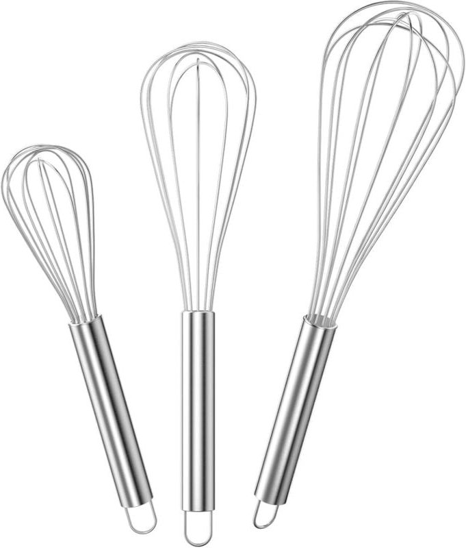 Linghhang - 3 Stück Silber, Professioneller Schneebesen aus Edelstahl, Manueller Schneebesen Enthält 21 cm, 26 cm, 29 cm...