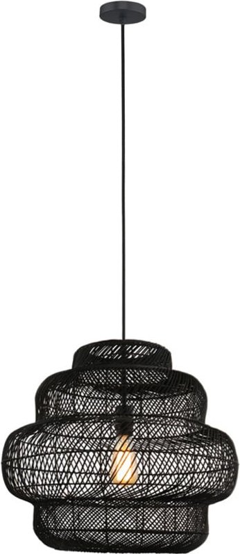 Home Deluxe - Hängeleuchte aus Rattan sia - Schwarz Hängeleuchte, Rattan, schwarze Hängeleuchte