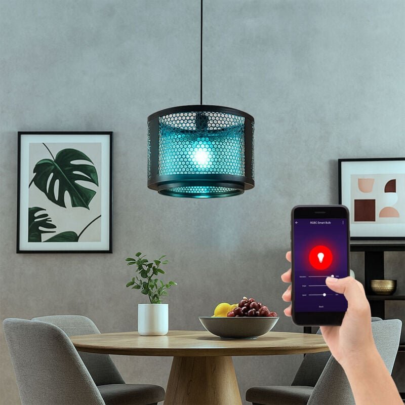 Nowa - Smart led Pendelleuchte dimmbar Hängelampe Wohnzimmerleuchte Retro Esstischlampe, rgb Farbwechsel, App-/Sprachste...