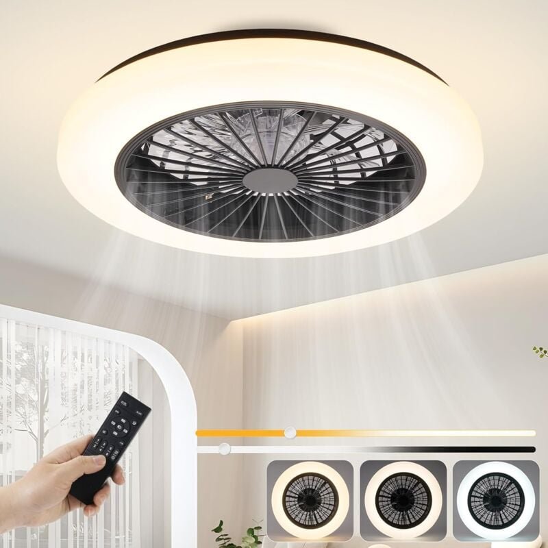 GBLY Deckenventilator Mit Beleuchtung Leise - LED Deckenleuchte Ventilator mit Fernbedienung 40W Deckenlampe Dimmbar 6-G...
