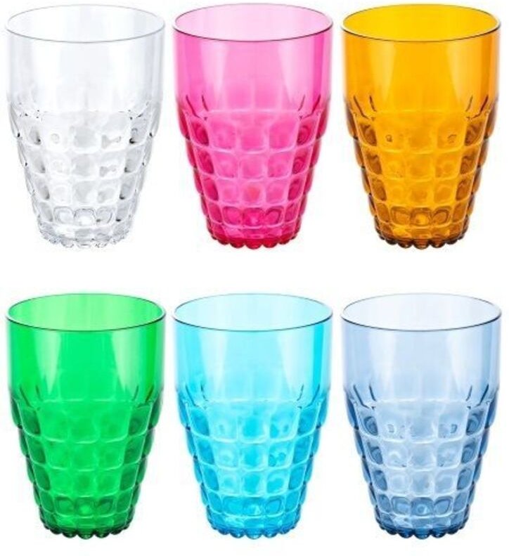 Set 6 hohe Tiffany-Gläser farbig Ø9 h13cm