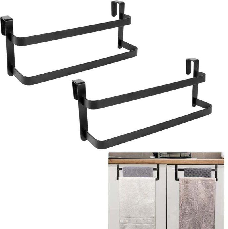 Ensemble de double porte-serviettes pour armoire de cuisine (2 pièces), tige en acier, double porte-serviettes pour armo...