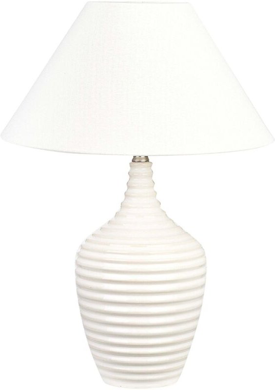 Beliani - Tischlampe Beige Keramiksockel Stoffschirm Raumbeleuchtung Nachttischlampe