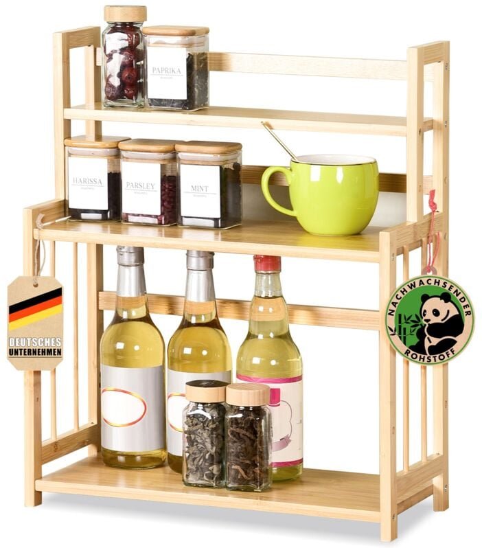 Floordirekt - Bambus-Küchenregal Alabama Stilvoller Stauraum für Gewürze und Utensilien