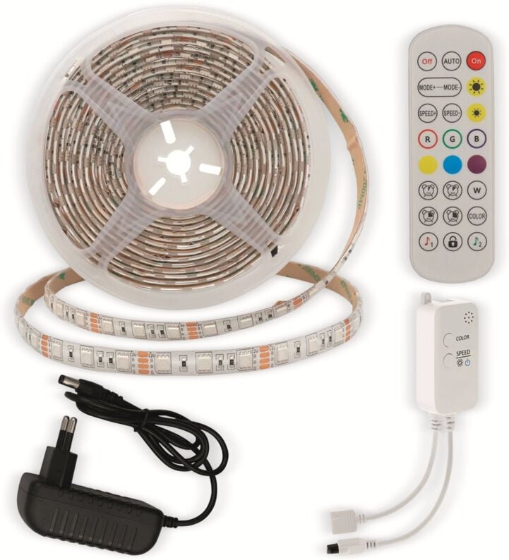 LED-Strip, rgb 4330, 12 v, 60 LEDs, eek: g, 36 w, 2400 lm, Fernbedienung, App, 5 m, IP54 - Optonica