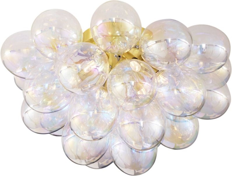 Design Deckenleuchte Messing mit Regenbogenglas 6-flammig - Uvas