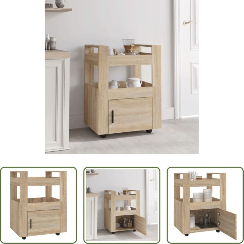 vidaXL Küchenwagen Sonoma-Eiche - Küchenwagen Sonoma-Eiche 60x45x80 cm Holzwerkstoff