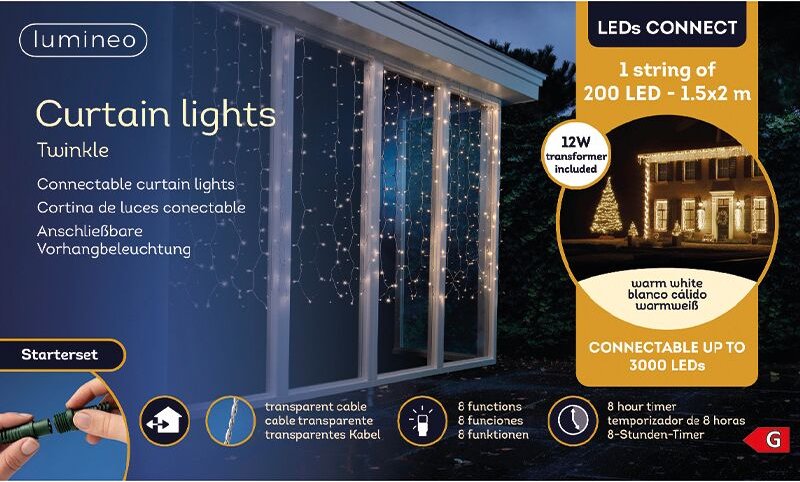 Tenda led Connect Vorhangleuchten 200 led 1,5x2 metri