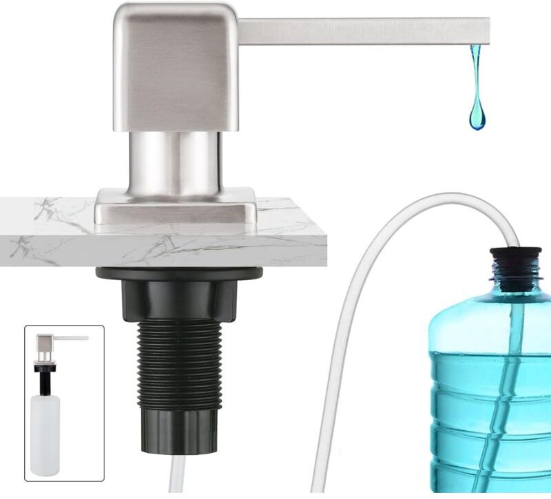 Seifenspender für den Einbau in die Küchenspüle, 360° drehbar, mit Erweiterungsset (500 ml Flasche und 1 m Schlauch), Ed...