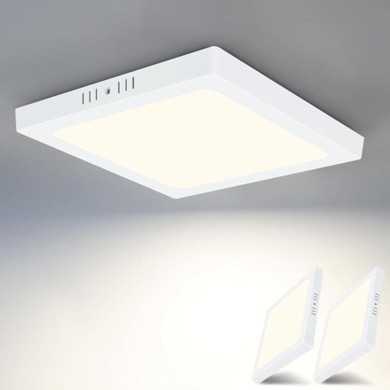 Thumbnail - Led Deckenleuchte 2ER ,4000K Flach Badezimmer IP44 18W Gbly Deckenlampe Schlafzimmerlampe Modern Ø23CM Eckig led Lampe W...