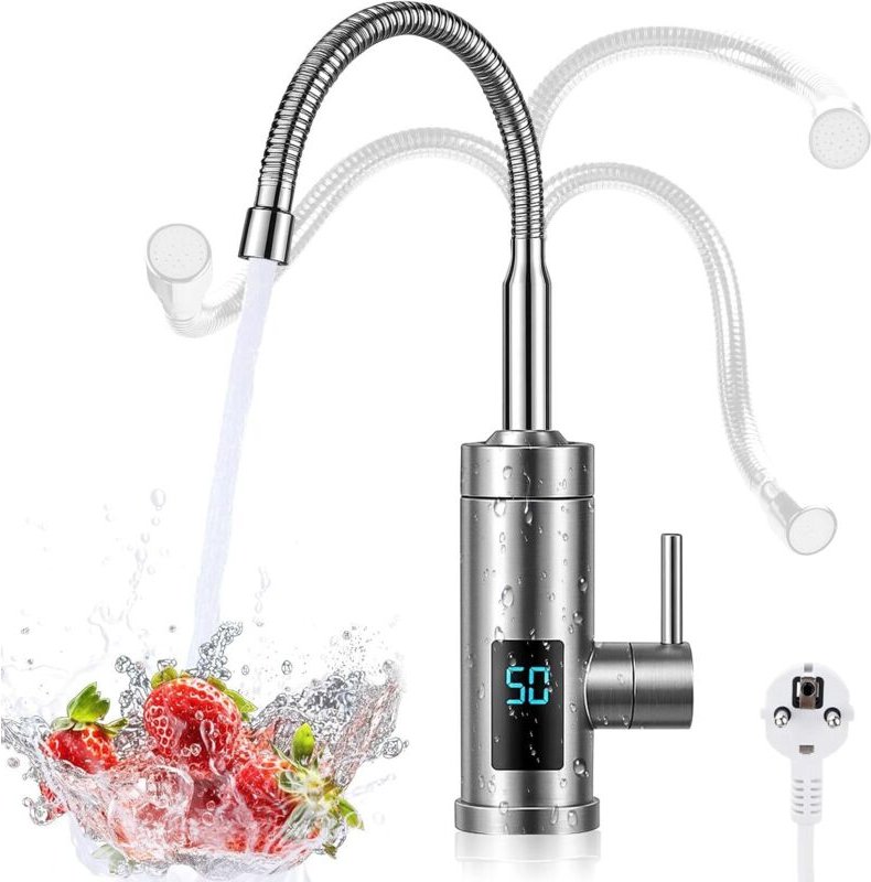 Elektrischer Wasserhahn mit Durchlauferhitzer, 220 V, 3000 W, Küchenarmatur, intelligenter Wassererhitzer für Küche, Gar...