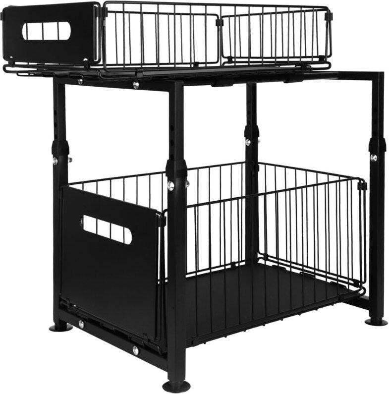 2-stufiger Aufbewahrungs-Organizer aus Metall unter der Spüle mit ausziehbarer Schublade, für Küche, Büro, Badezimmer, 2...