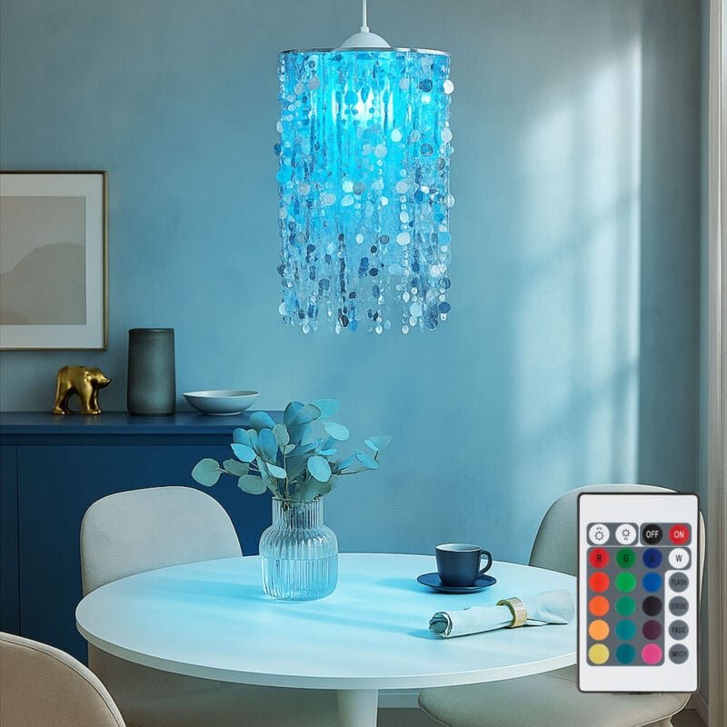 Hängelampe Pendelleuchte Kinderzimmer Wohnraum silber Fernbedienung rgb led, Metall, 1x rgb led warmweiß, DxH27x152 cm