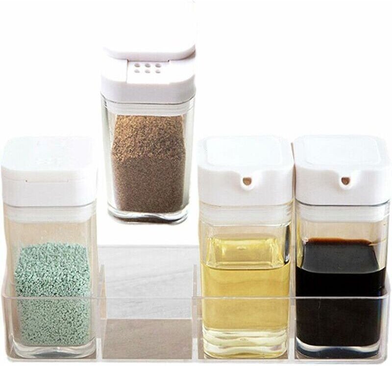Gewürzbehälter-Organizer – 4-teiliges Salzstreuer-Set für die Küche, robuste Küchenutensilien zur Aufbewahrung von Gewür...