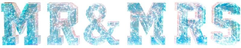 Beliani - 6 teilige led Dekoration Mehrfarbig Schillernde Buchstaben Mr&Mrs Leuchtschilder usb