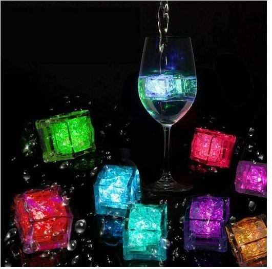 Outdoor-Solarleuchte, Eiswürfelform, Light Kristallglas, led Eiswürfel für 12 Stück led Ice Cubes, Sieben Farben Kinsi